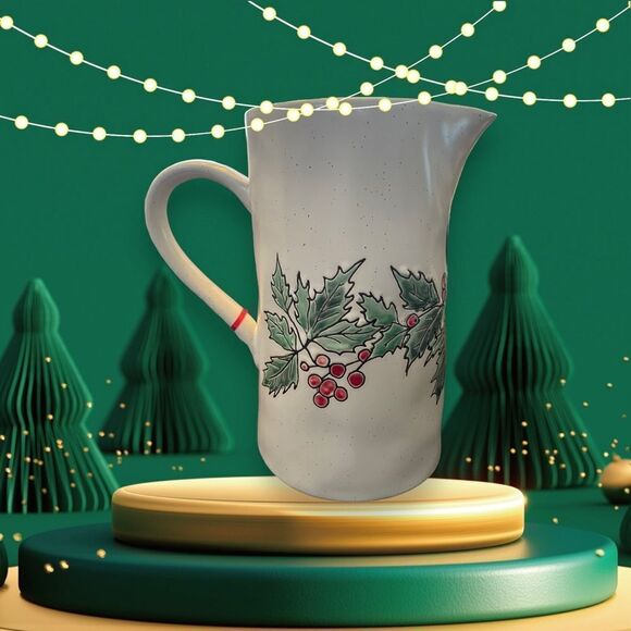 HOLLY BERRY LARGE STONEWARE PITCHER - Picture 1 of 6